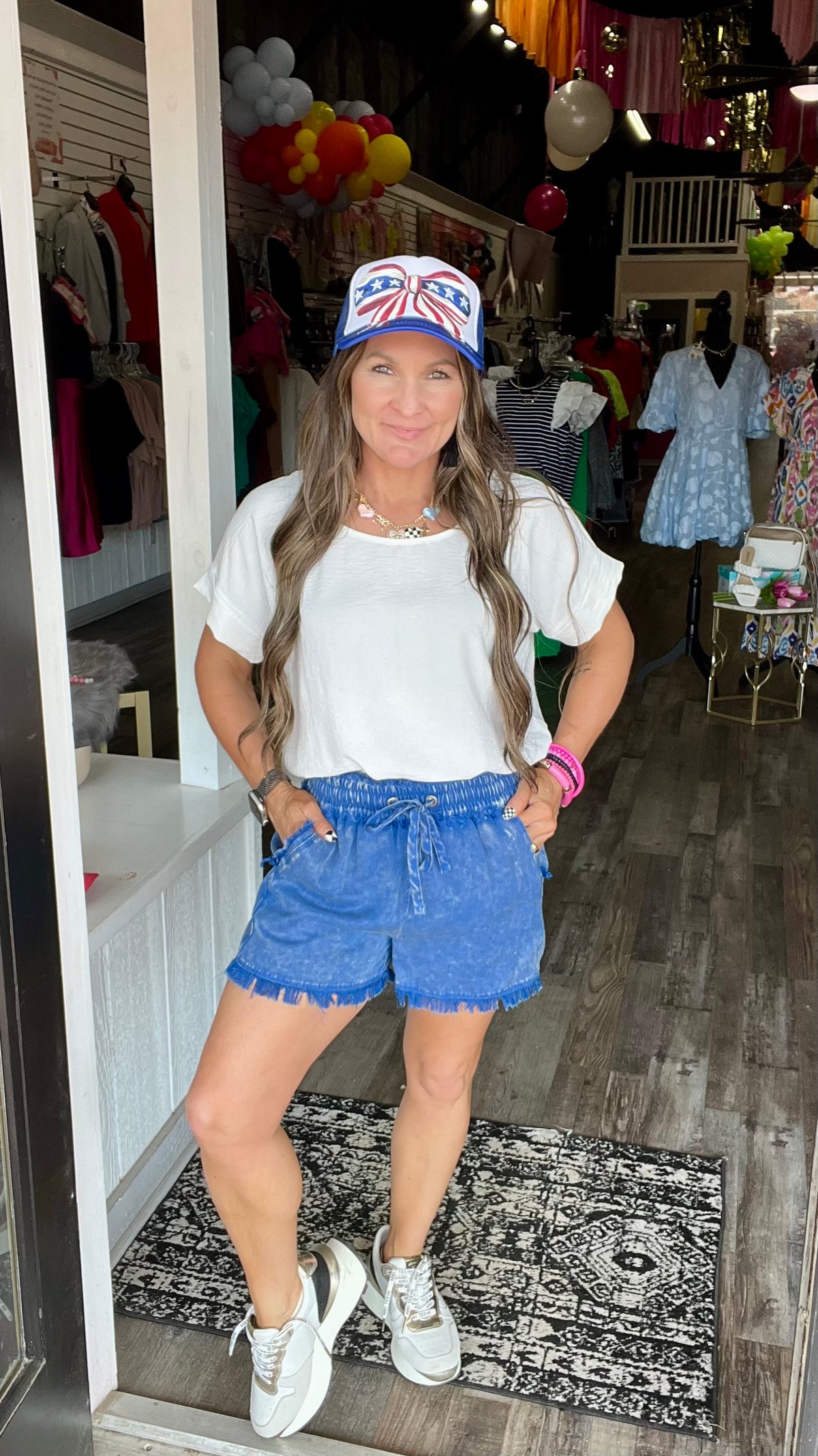 3-7274 Blue Lindsey Shorts-denim shorts-Broken Boutique-Palestine-TX