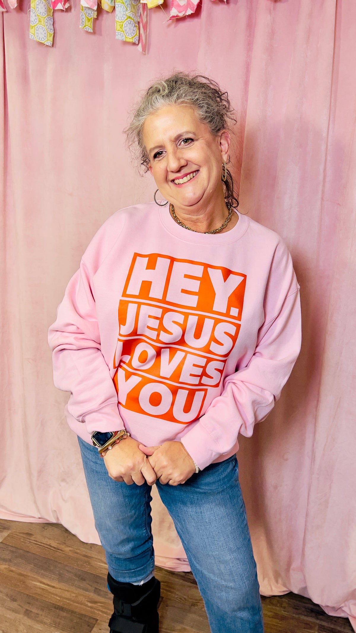 Hey Jesus Loves You Sweatshirt-Hoodies & Sweatshirts-Broken Boutique