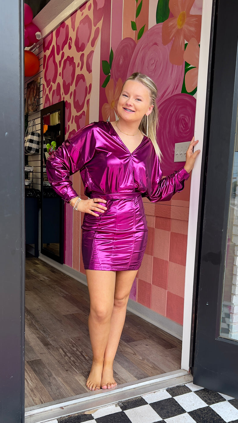 10-19584 Magenta Leah Dress-Mini Dress-Broken Boutique-Palestine-TX
