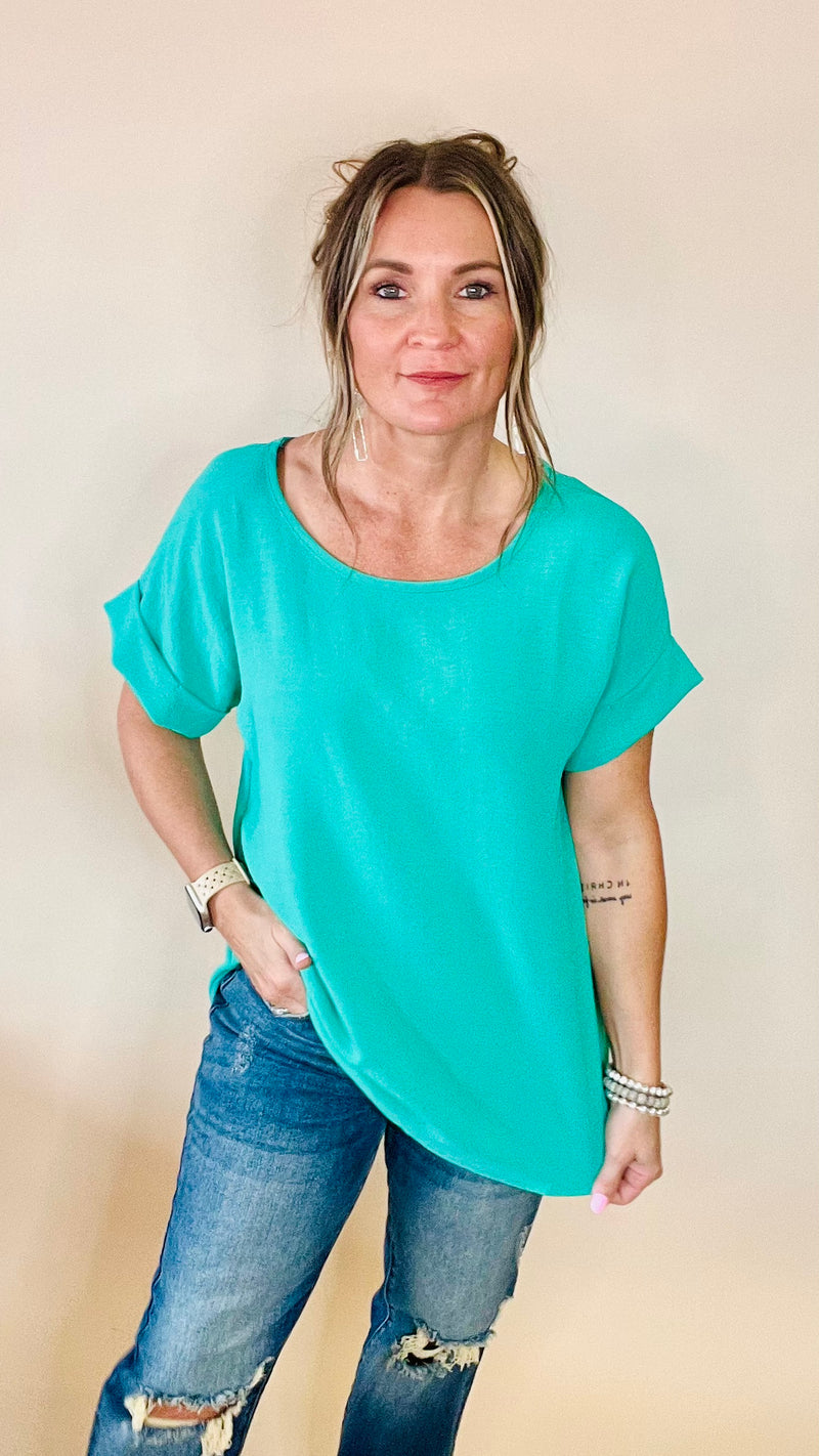Kelly Green Celine Top-Blouses-Broken Boutique-Palestine-TX