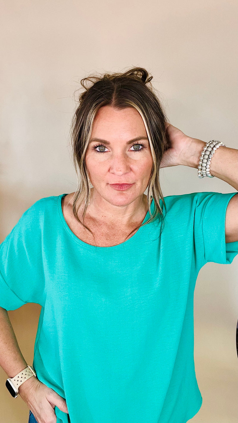 Kelly Green Celine Top-Blouses-Broken Boutique-Palestine-TX