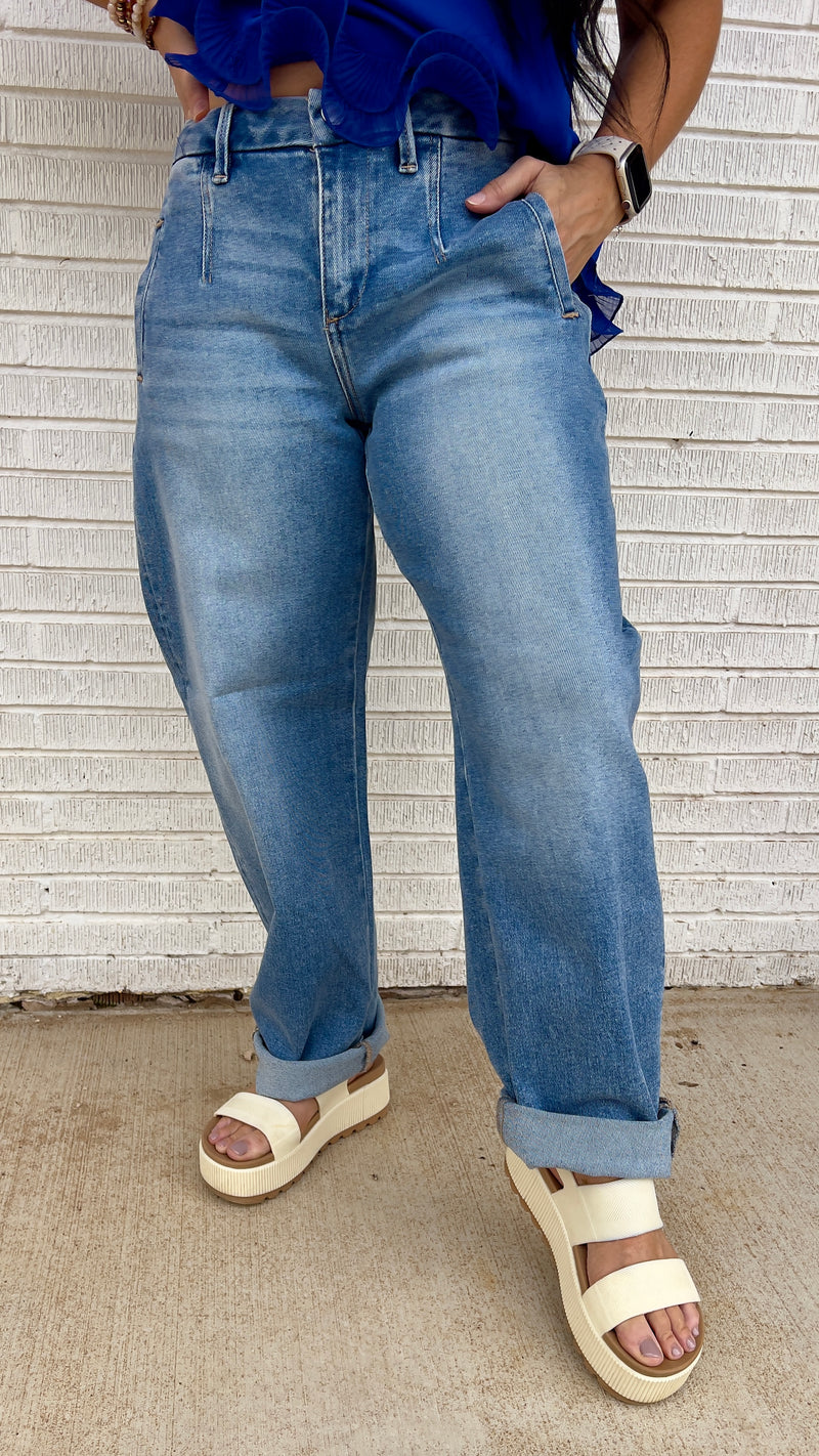 Evermore Risen Mid Rise Barrel Jeans