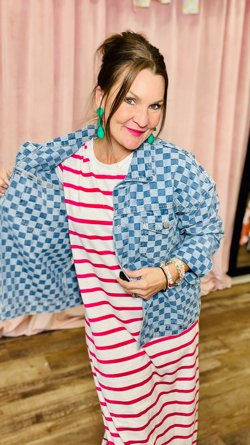Charly Check denim jacket-Denim Jacket-Broken Boutique-Palestine-TX