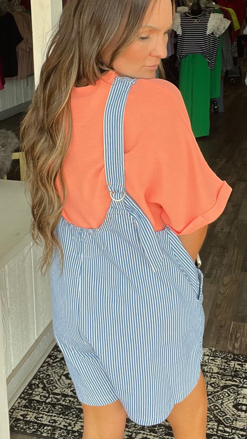3-9767 Blue Tiffany Short Overalls-bottoms-Broken Boutique-Palestine-TX
