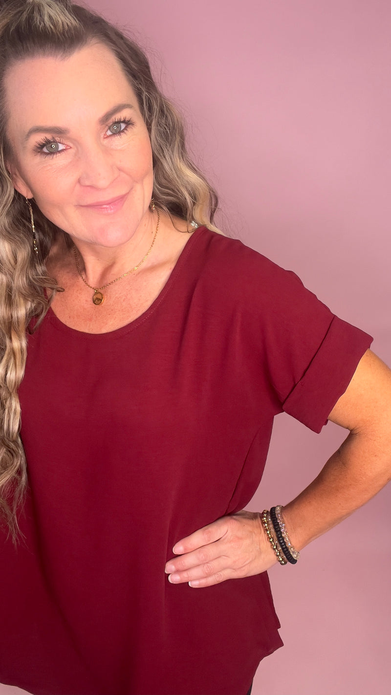 4691 Burgundy Celine Top-Blouses-Broken Boutique-Palestine-TX