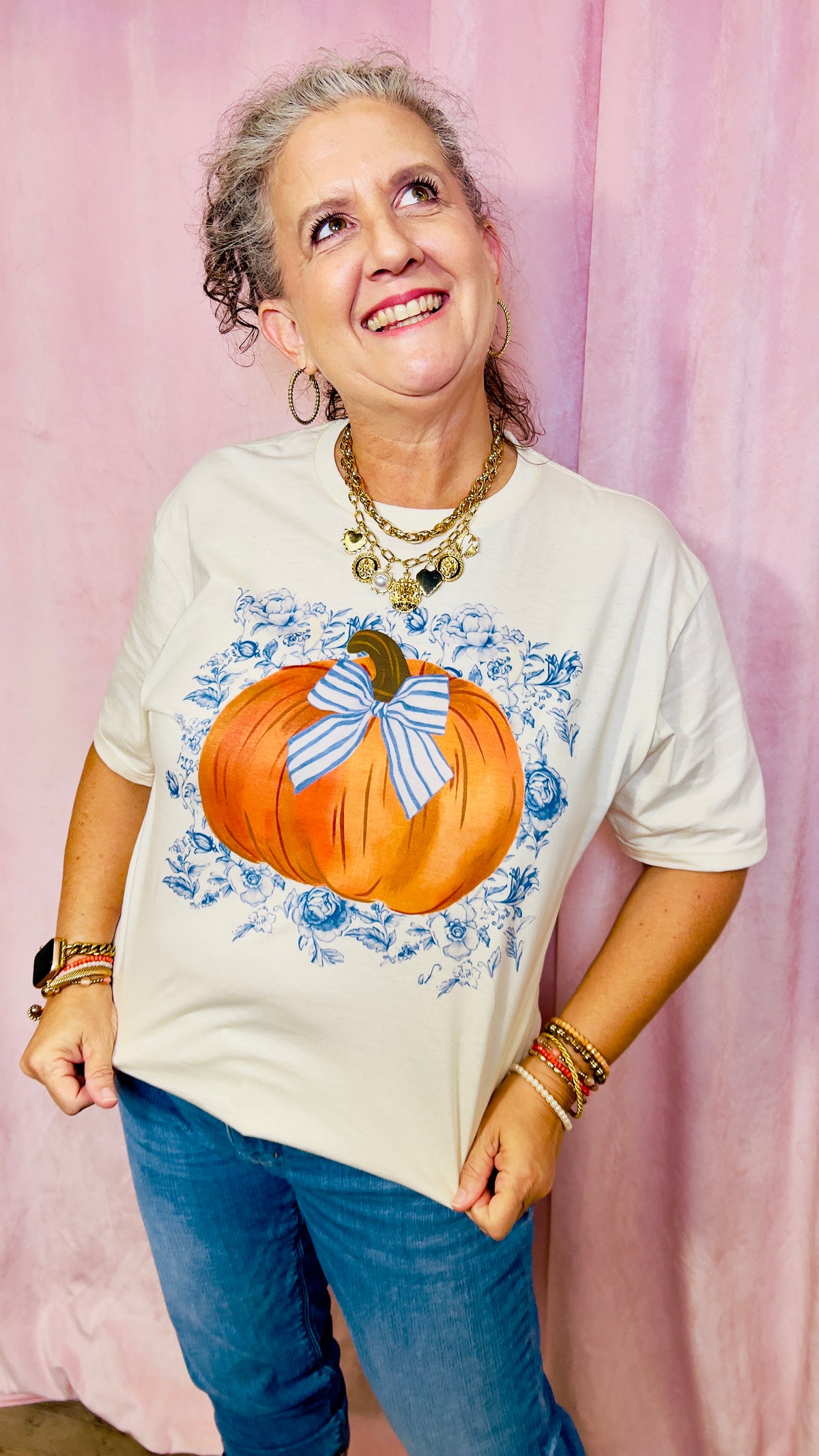 Blue Willow Pumpkin Tee-Graphic Tees-Broken Boutique