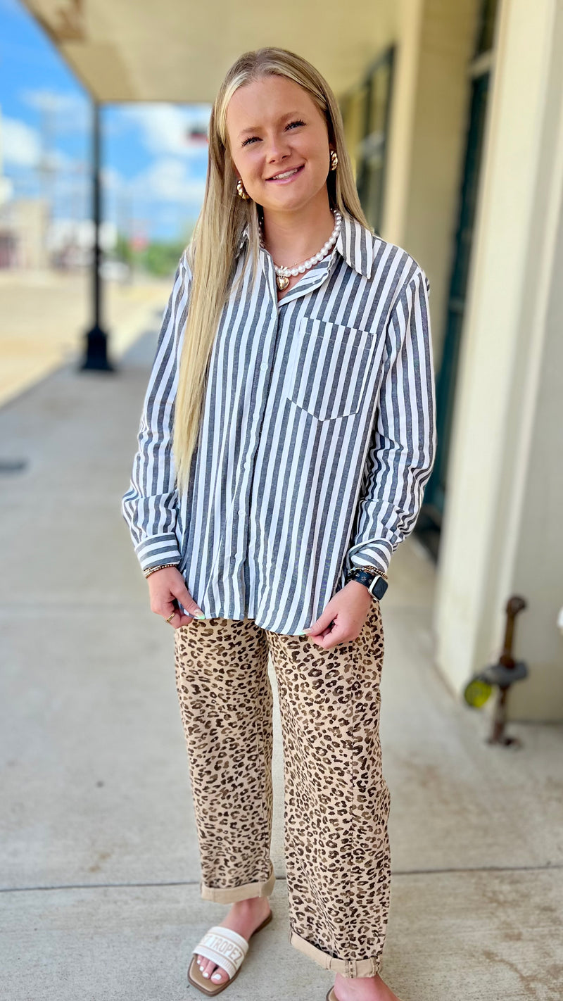 City Stripe Long Sleeve Blouse