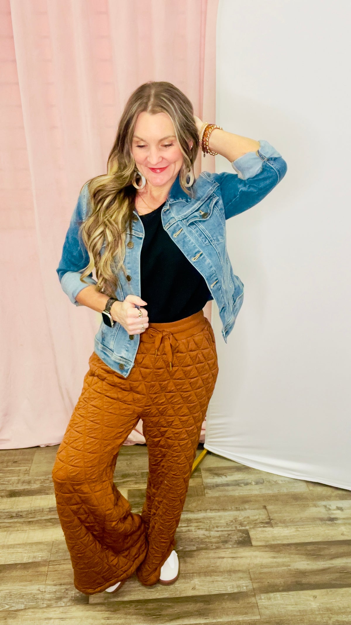1-9004 Brown Quilted Bottoms-bottoms-Broken Boutique-Palestine-TX