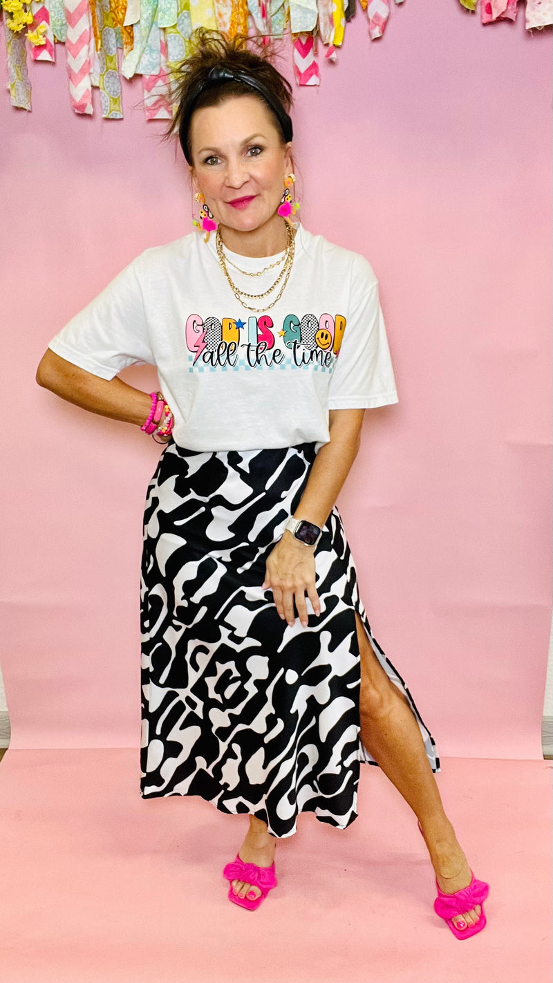 Kysa Midi Skirt with Geometric print-Skirts-Broken Boutique-Palestine-TX