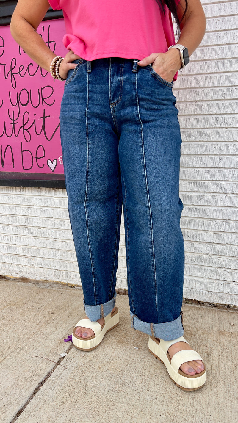 The Haven High Rise Barrel Jean