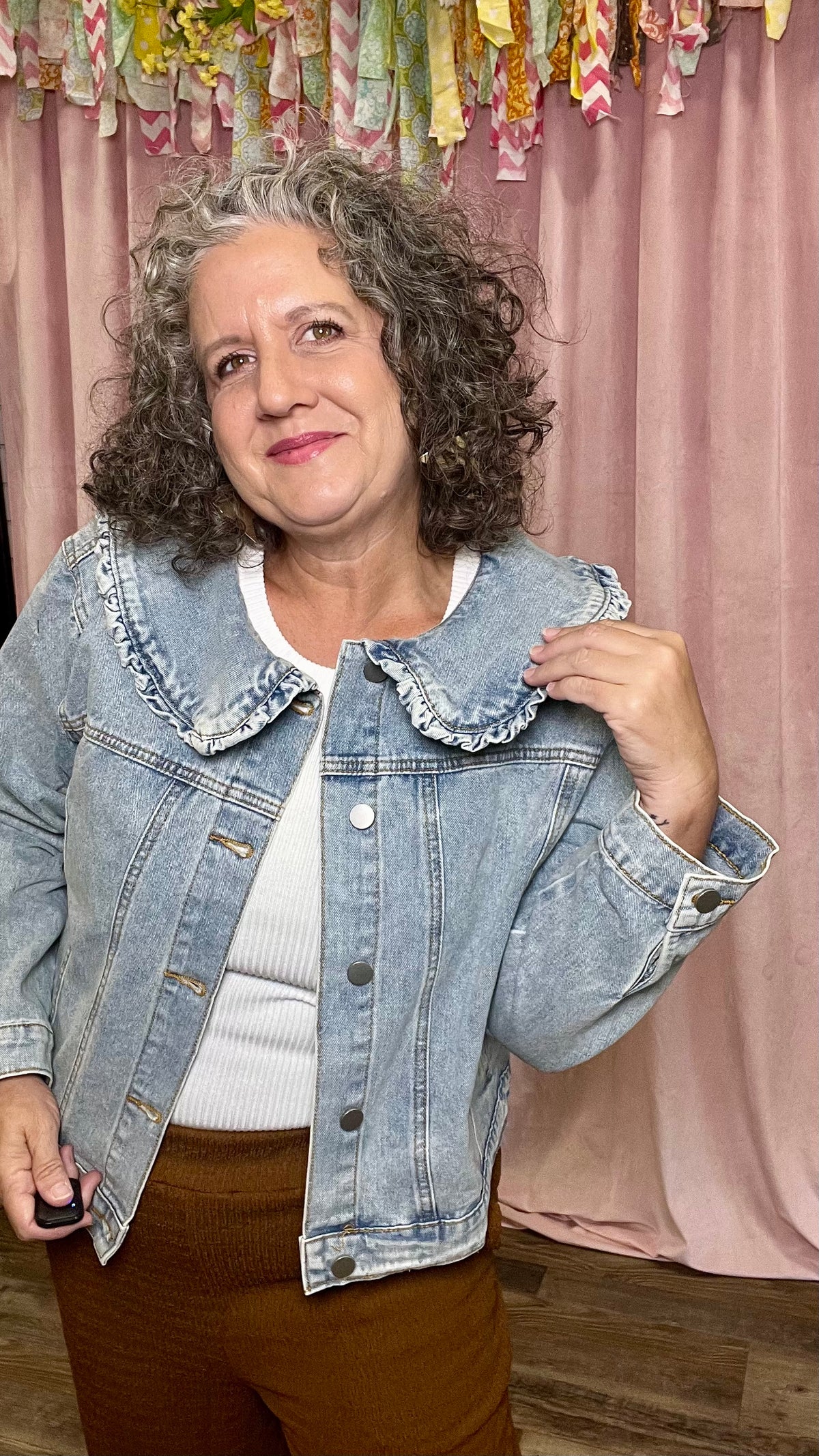 Frill Seeker Denim Jacket-Denim Jacket-Broken Boutique-Palestine-TX