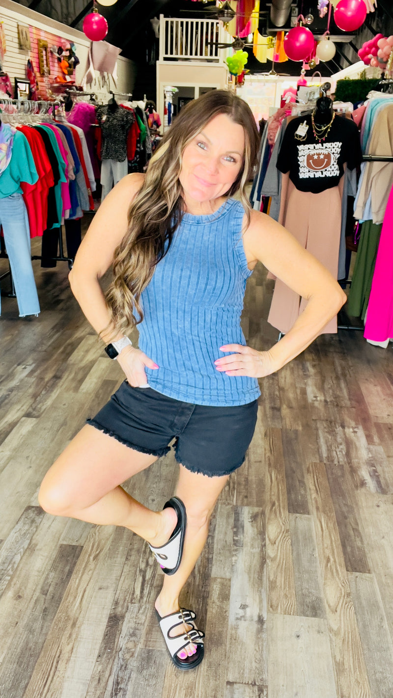 5-1841 Black Whittany Shorts-denim shorts-Broken Boutique-Palestine-TX