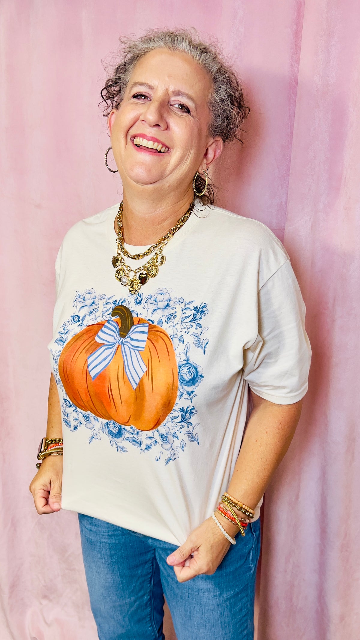 Blue Willow Pumpkin Tee-Graphic Tees-Broken Boutique