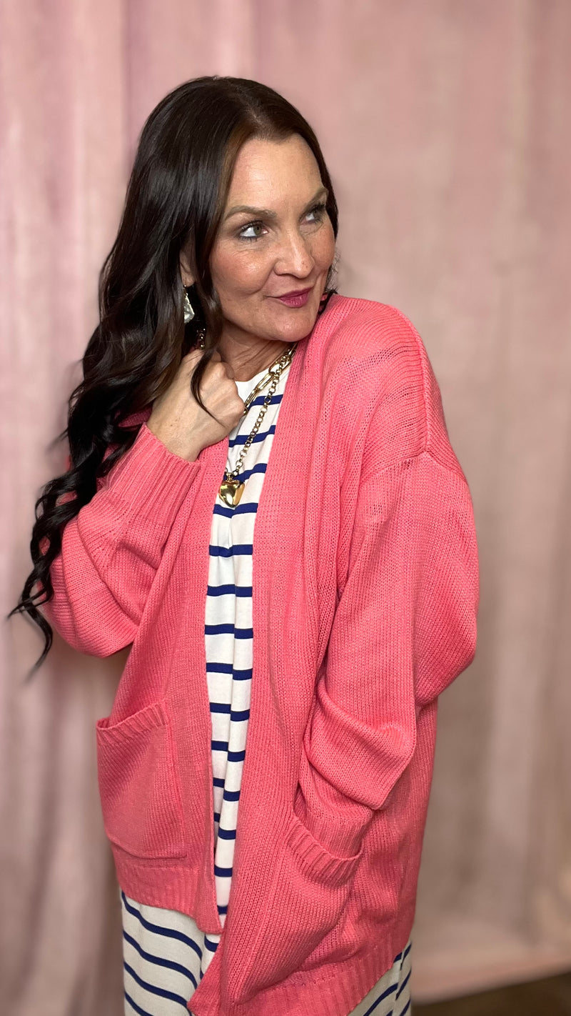 Coffee Date Cardi in Taffy Pink