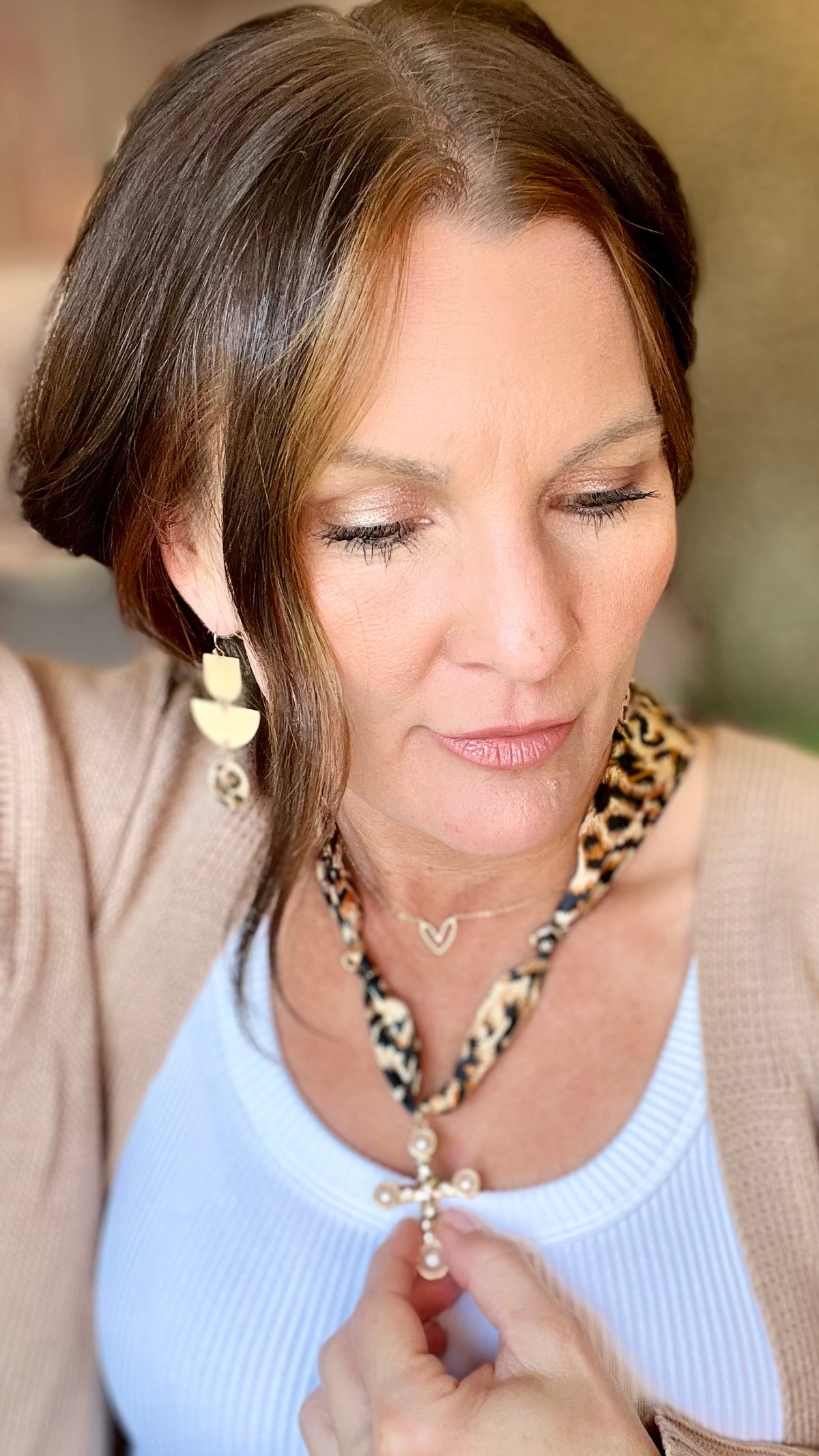 Leopard Cross Twilly Necklace