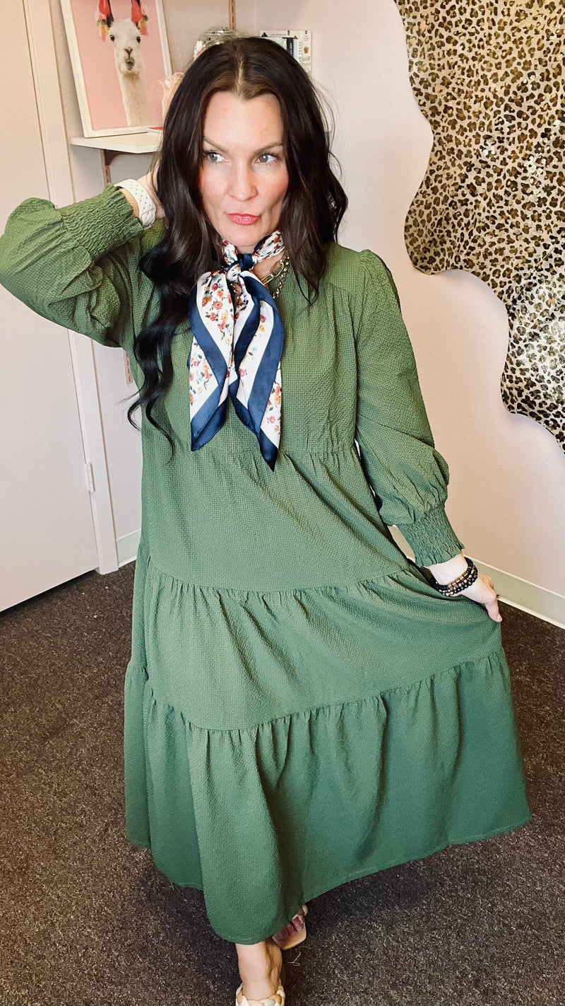 Olive Grove Midi Dress