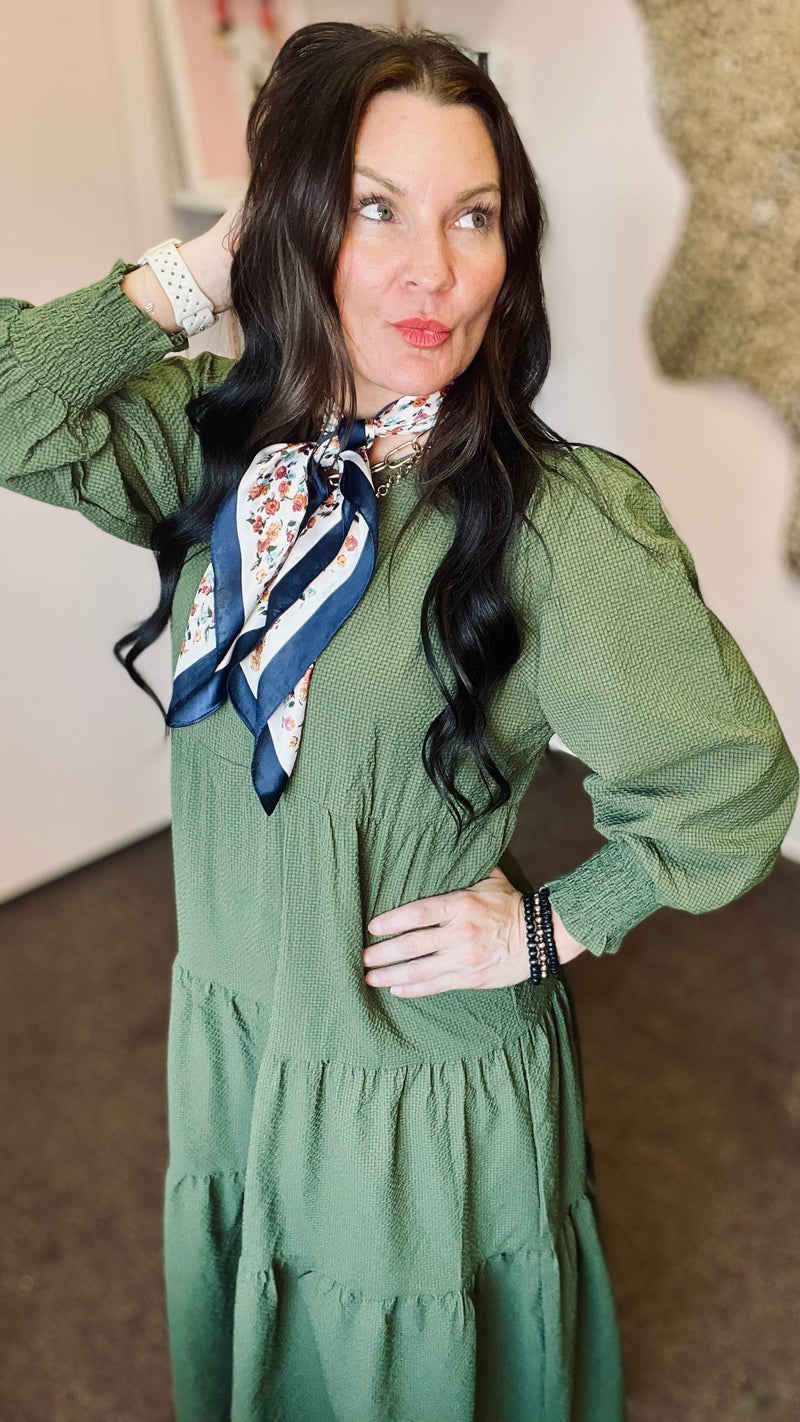 Olive Grove Midi Dress