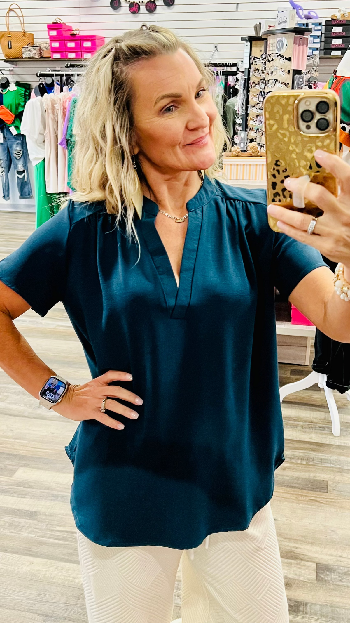 Teal Langston Top-Blouses-Broken Boutique-Palestine-TX