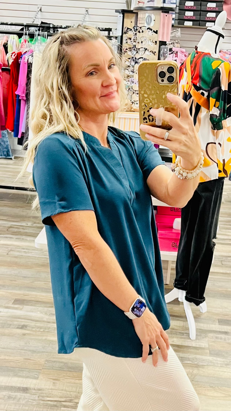 Teal Langston Top-Blouses-Broken Boutique-Palestine-TX