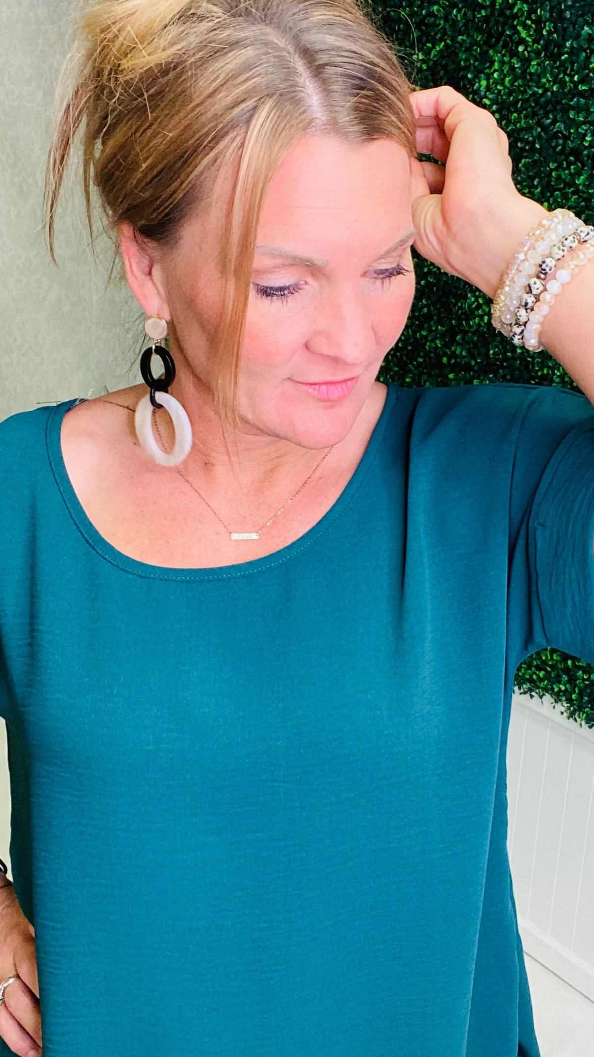 Hunter Green Celine Top-Blouses-Broken Boutique-Palestine-TX